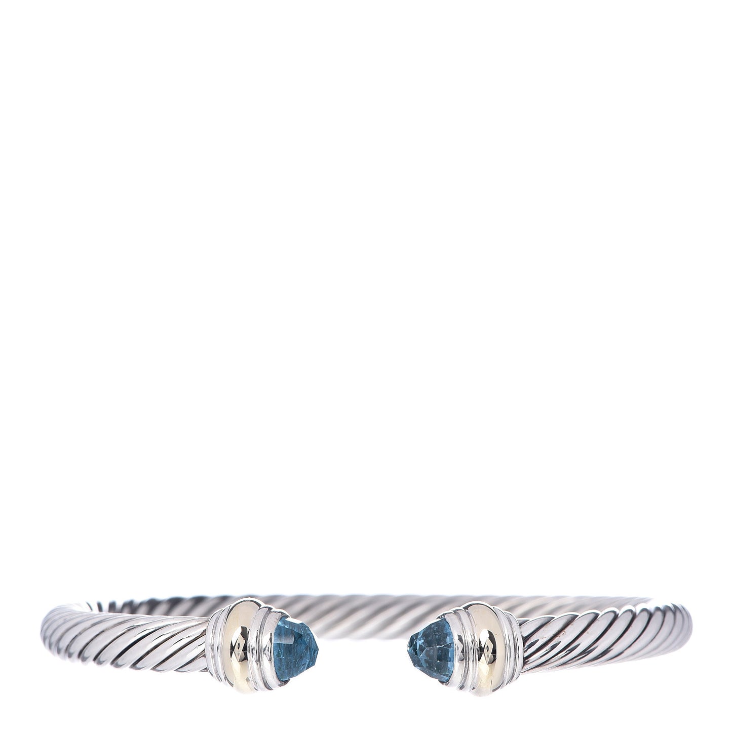 Sterling Silver 14K Yellow Gold Blue Topaz 5mm Cable Classics Bracelet