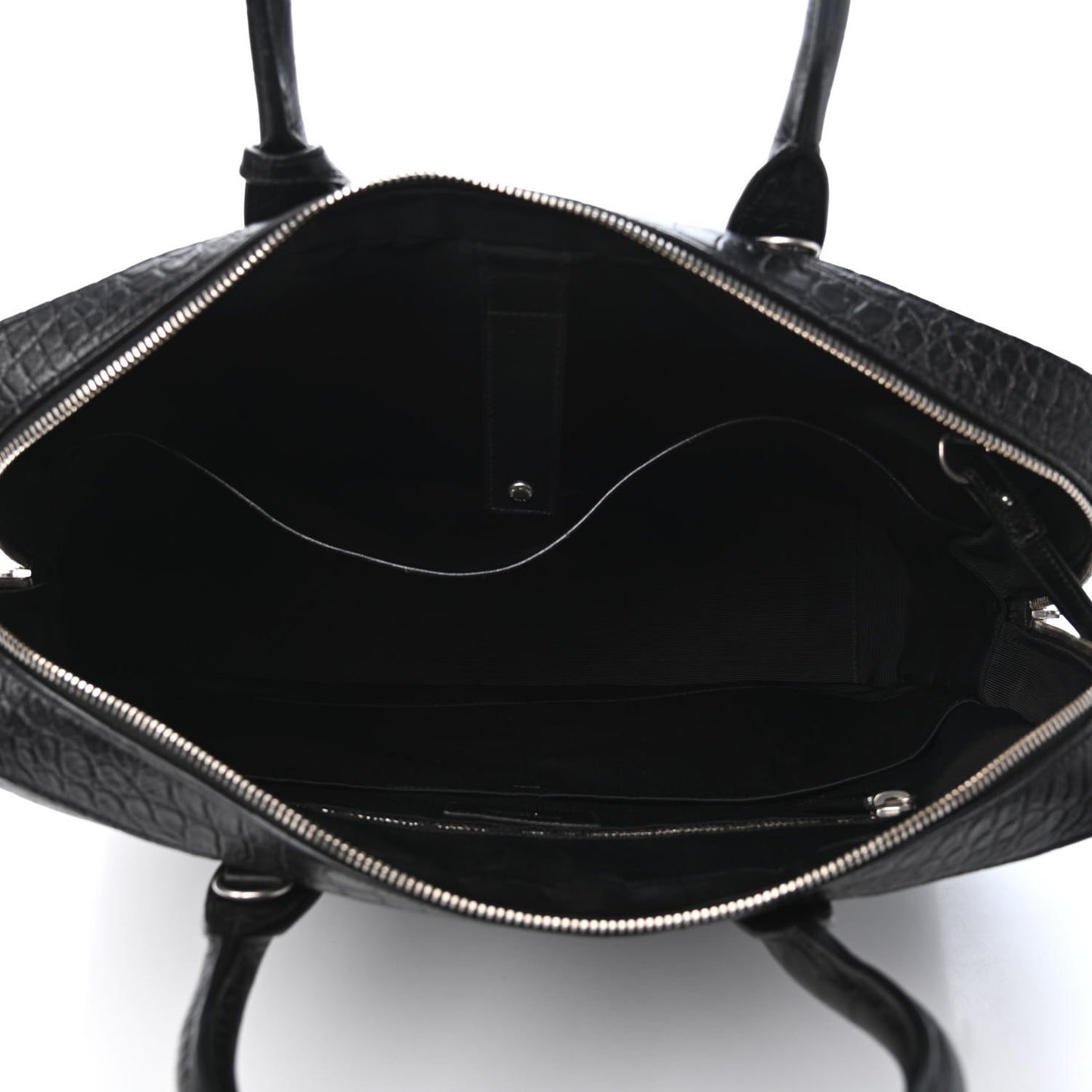 Calfskin Crocodile Embossed Briefcase Black