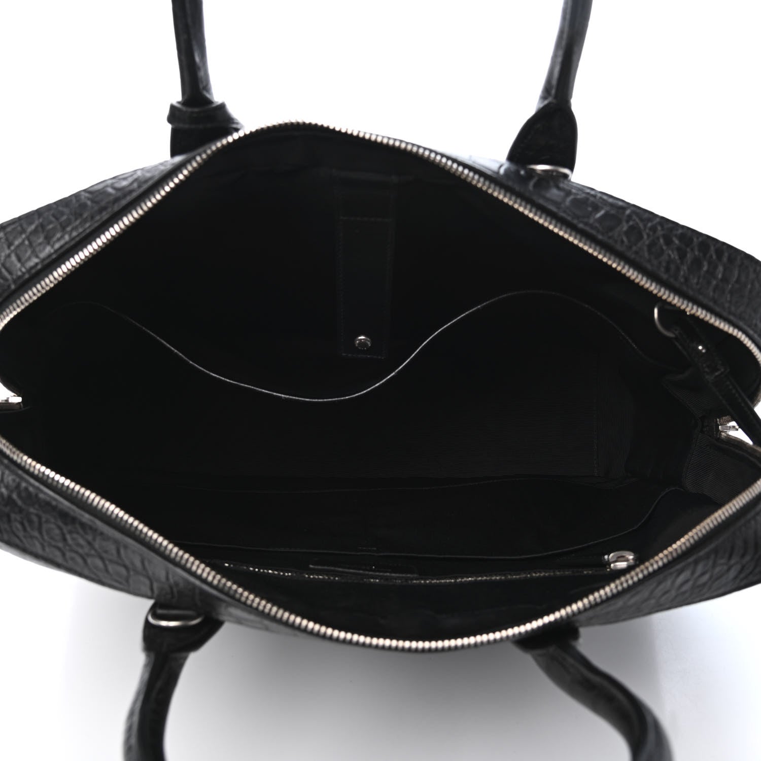 Saint Laurent Calfskin Crocodile Embossed Briefcase Black 4 of 4