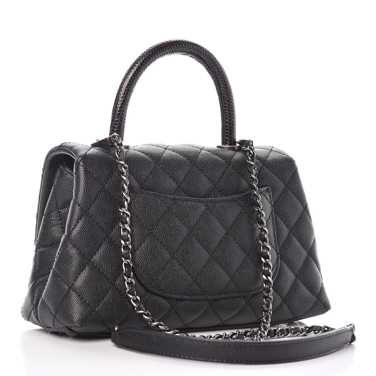 Chanel Caviar Lizard Quilted Mini Coco Handle Flap Black 3 of 9