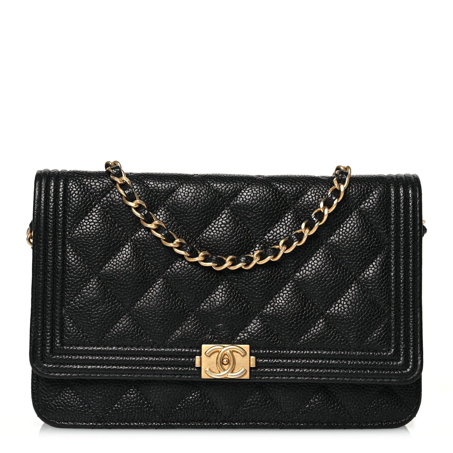 Caviar Quilted Boy Wallet On Chain WOC Black