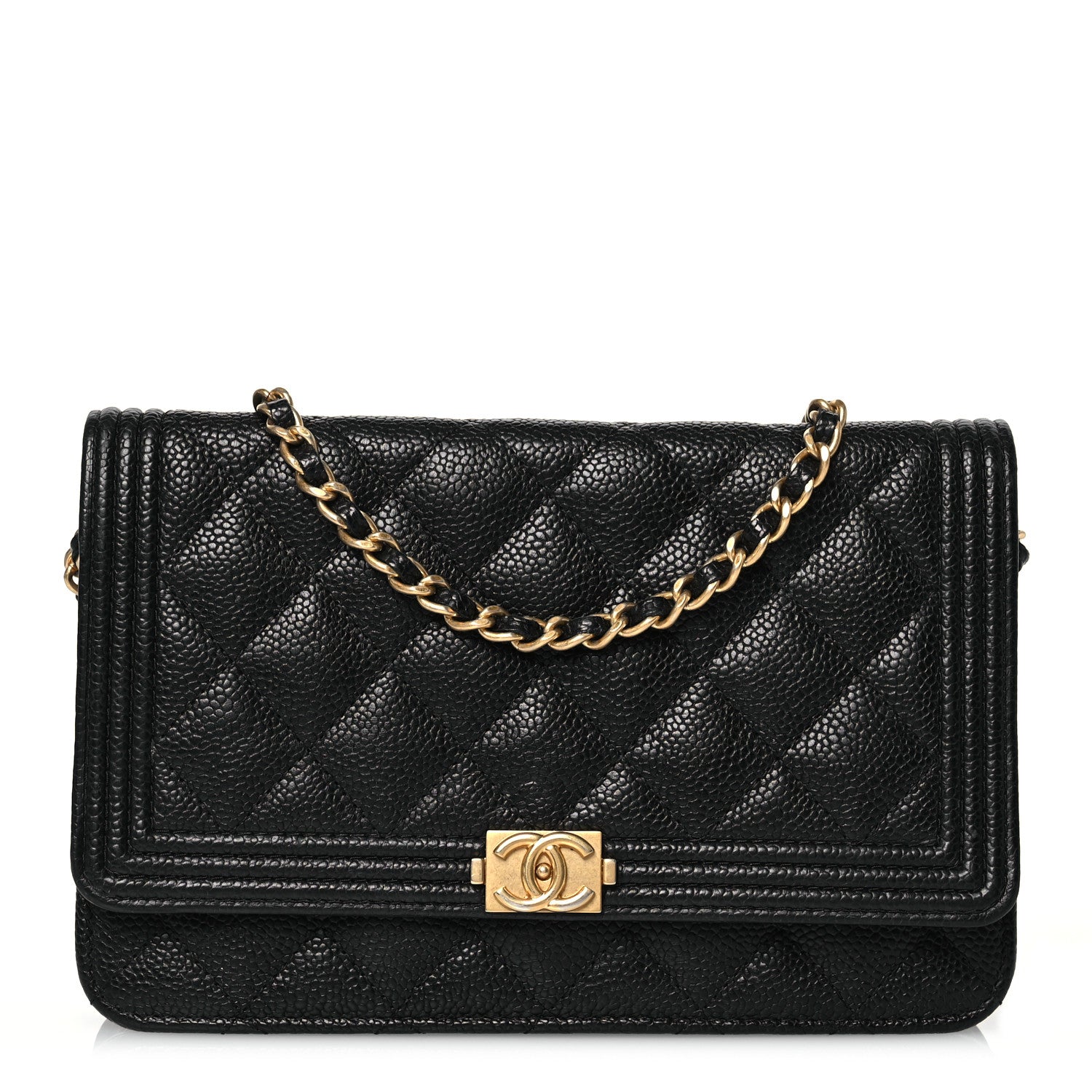 Chanel Caviar Quilted Boy Wallet On Chain WOC Black 1 of 18
