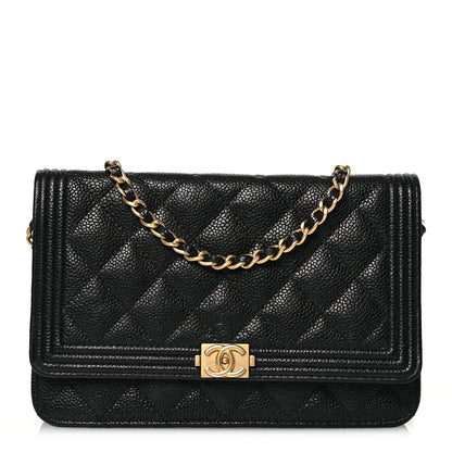 Chanel Caviar Quilted Boy Wallet On Chain WOC Black 1 of 18
