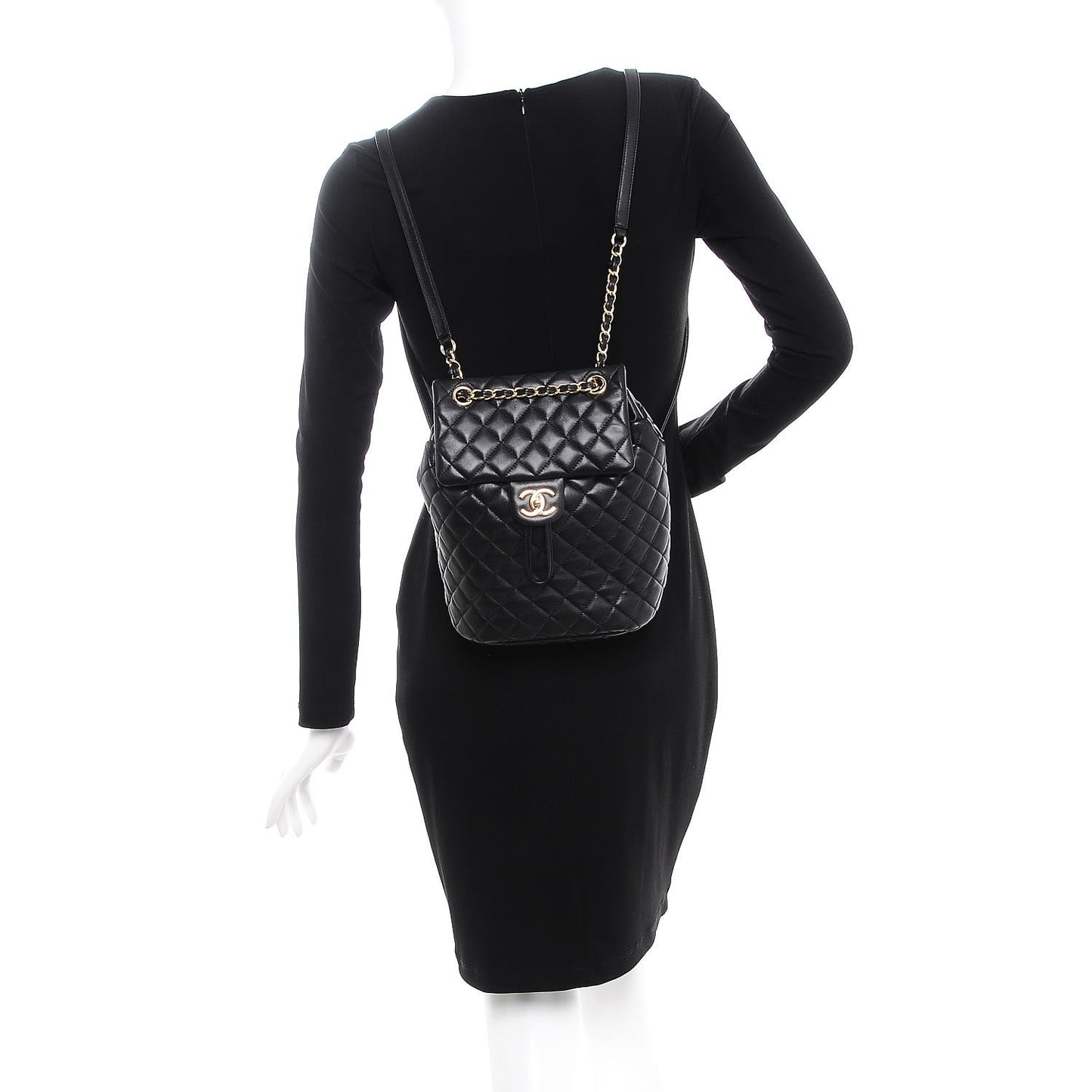 Lambskin Quilted Small Urban Spirit Backpack Black