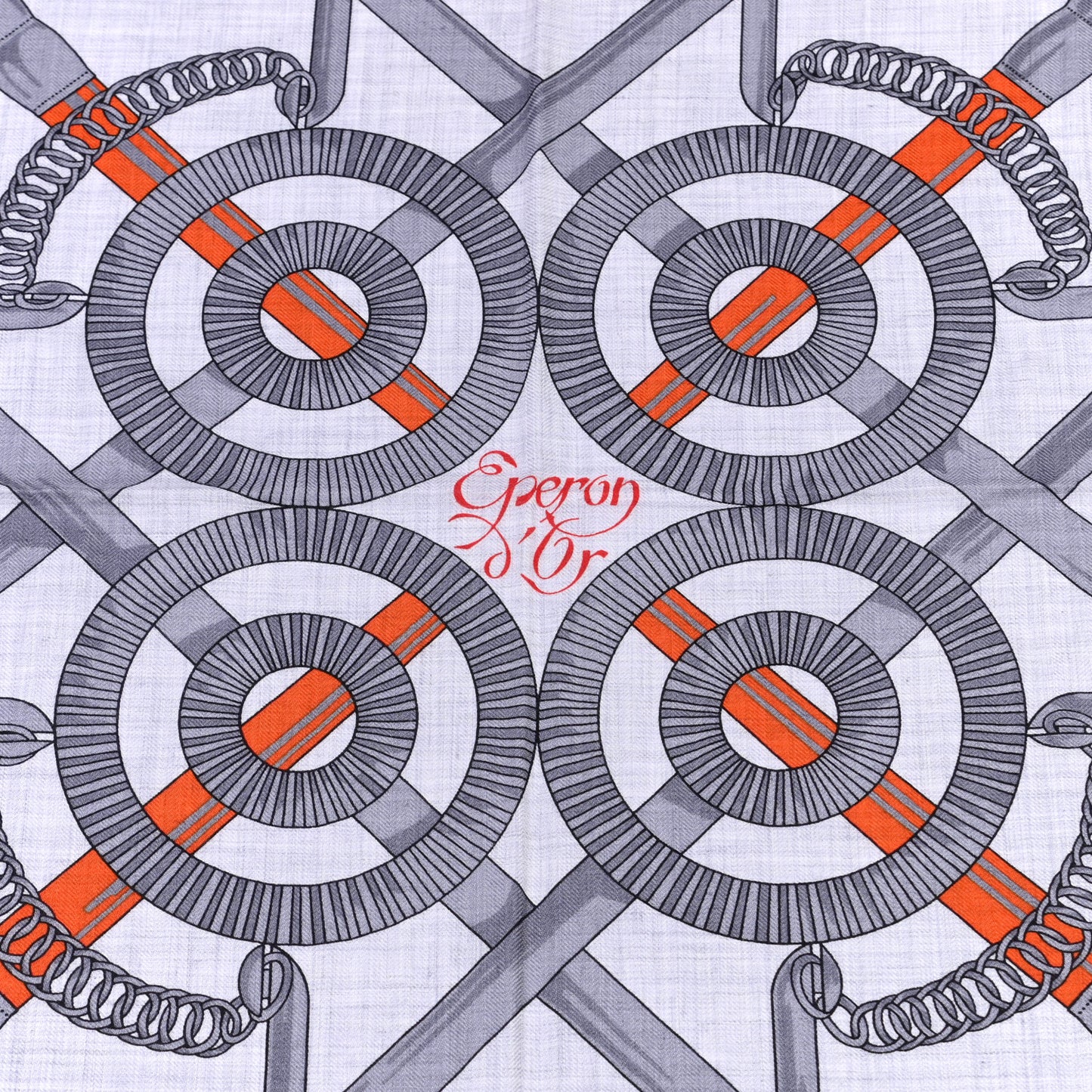 Cashmere Silk Eperon D'Or Shawl 140 Orange Gris Chine