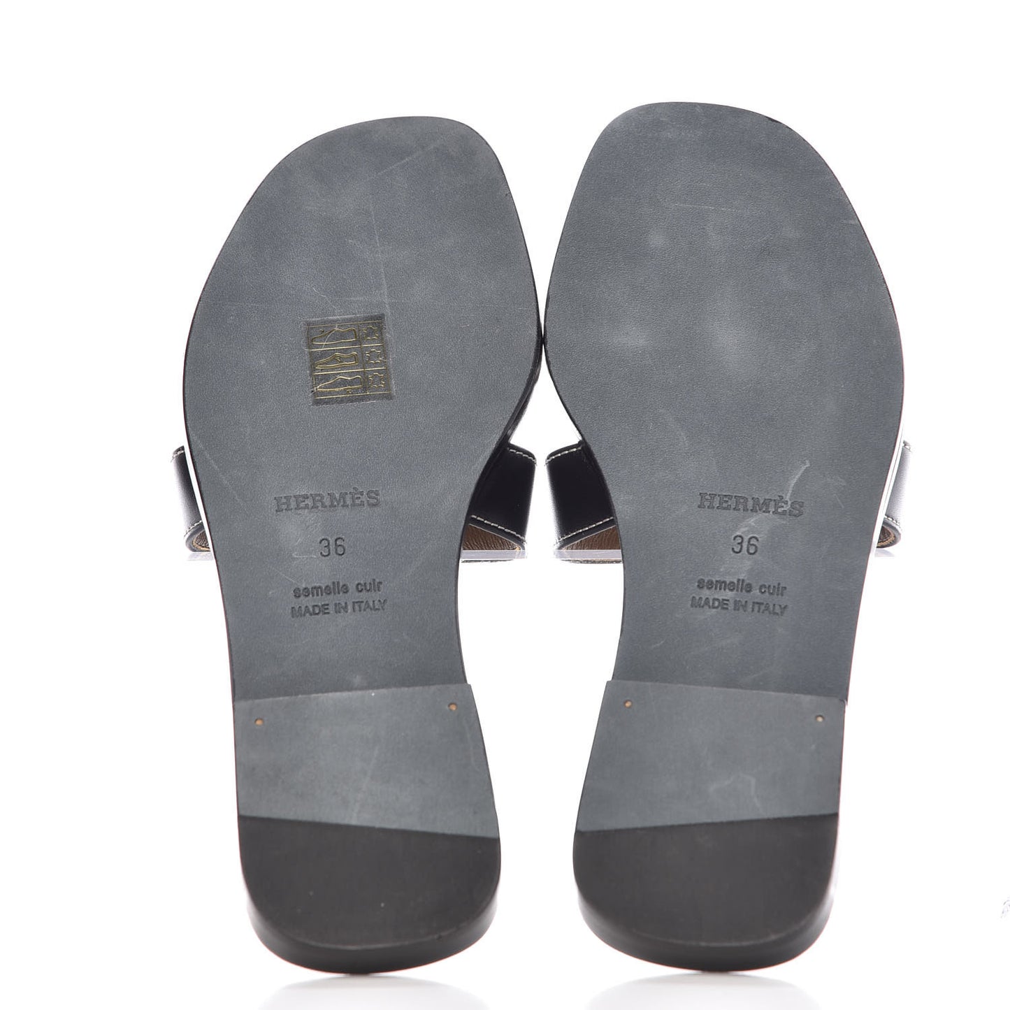 Box Calfskin Oran Sandals 36 Black