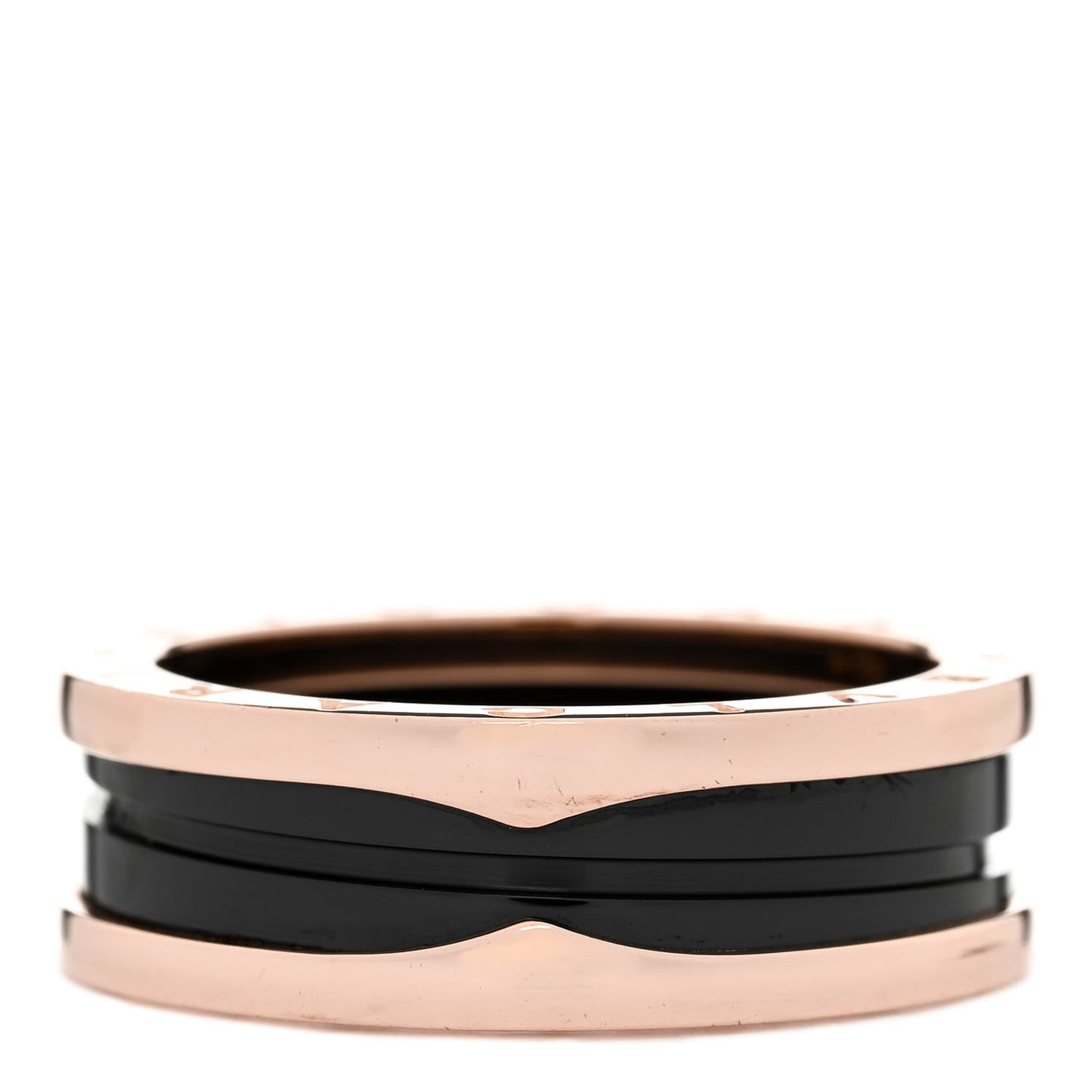 18K Rose Gold Black Ceramic B.Zero1 Two-Band Ring 65 11