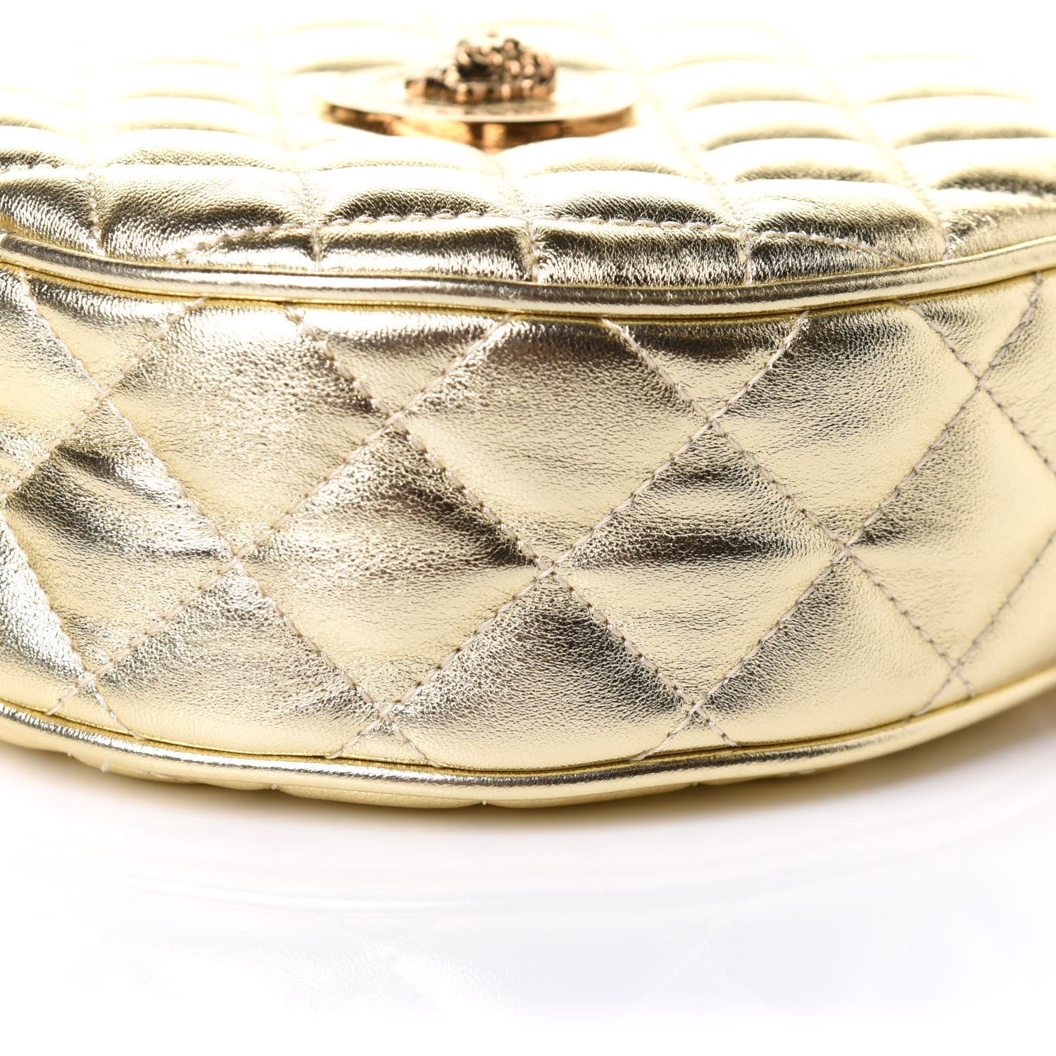 Versace Metallic Nappa Quilted La Medusa Round Camera Bag Gold 11 of 11