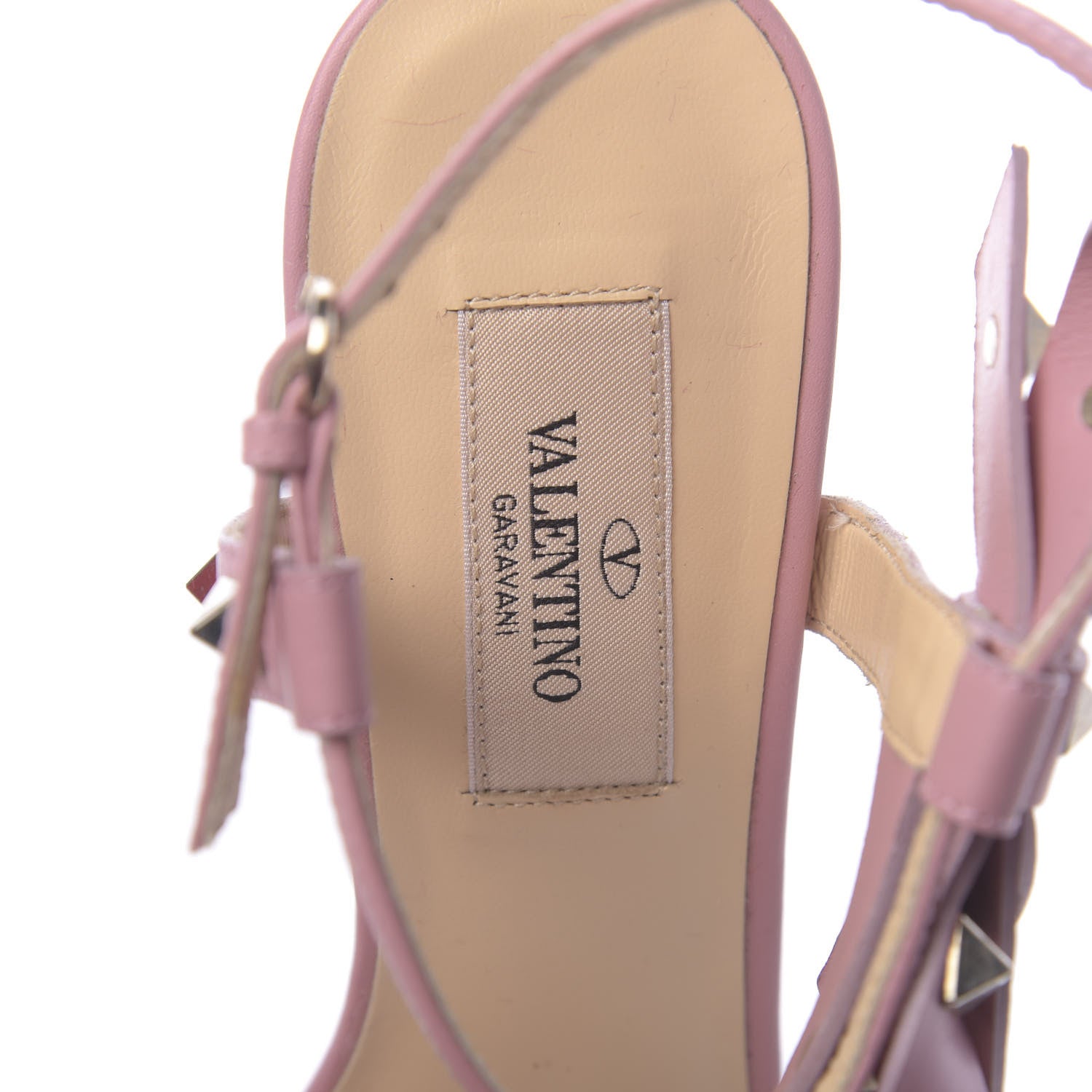 Valentino Garavani Nappa Rockstud Asymmetric Bow Wedge Sandals 37 Pop Gardenia 7 of 7