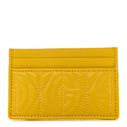 Gucci Calfskin G Rhombus Quilted Card Holder Straw Yellow 1 of 7