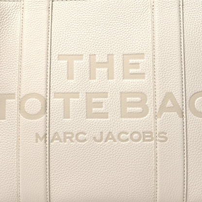 Marc Jacobs Grained Calfskin Medium The Tote Bag Cotton Silver 7 of 9