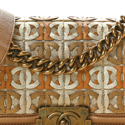 Chanel Metallic Lambskin Small Golden CC Boy Flap Dark Gold 8 of 10