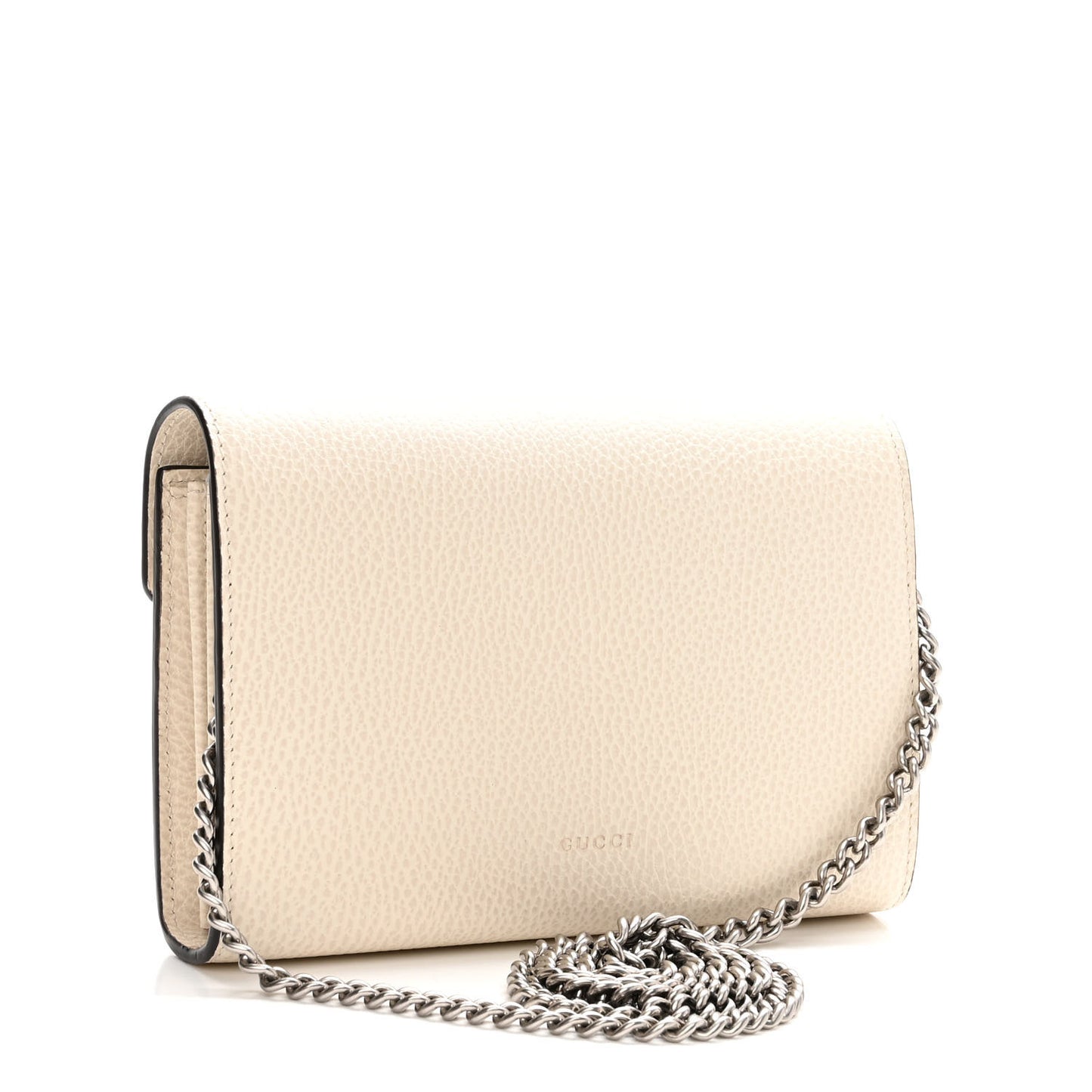 Dollar Calfskin Mini Dionysus Chain Wallet Mystic White