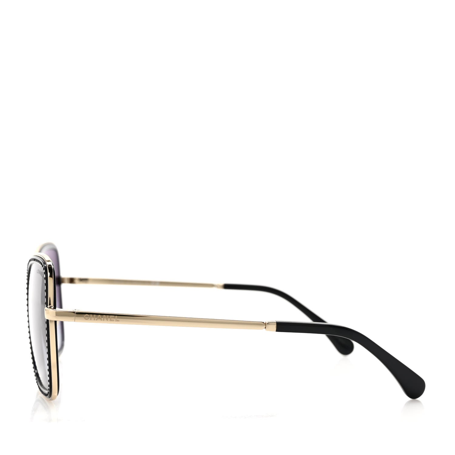 Chanel Square Frame Sequin Sunglasses 4277-B Gold Black 3 of 7