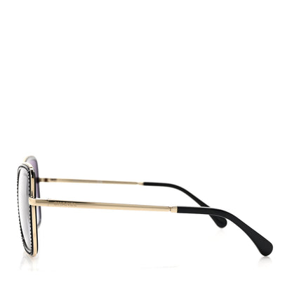 Chanel Square Frame Sequin Sunglasses 4277-B Gold Black 3 of 7