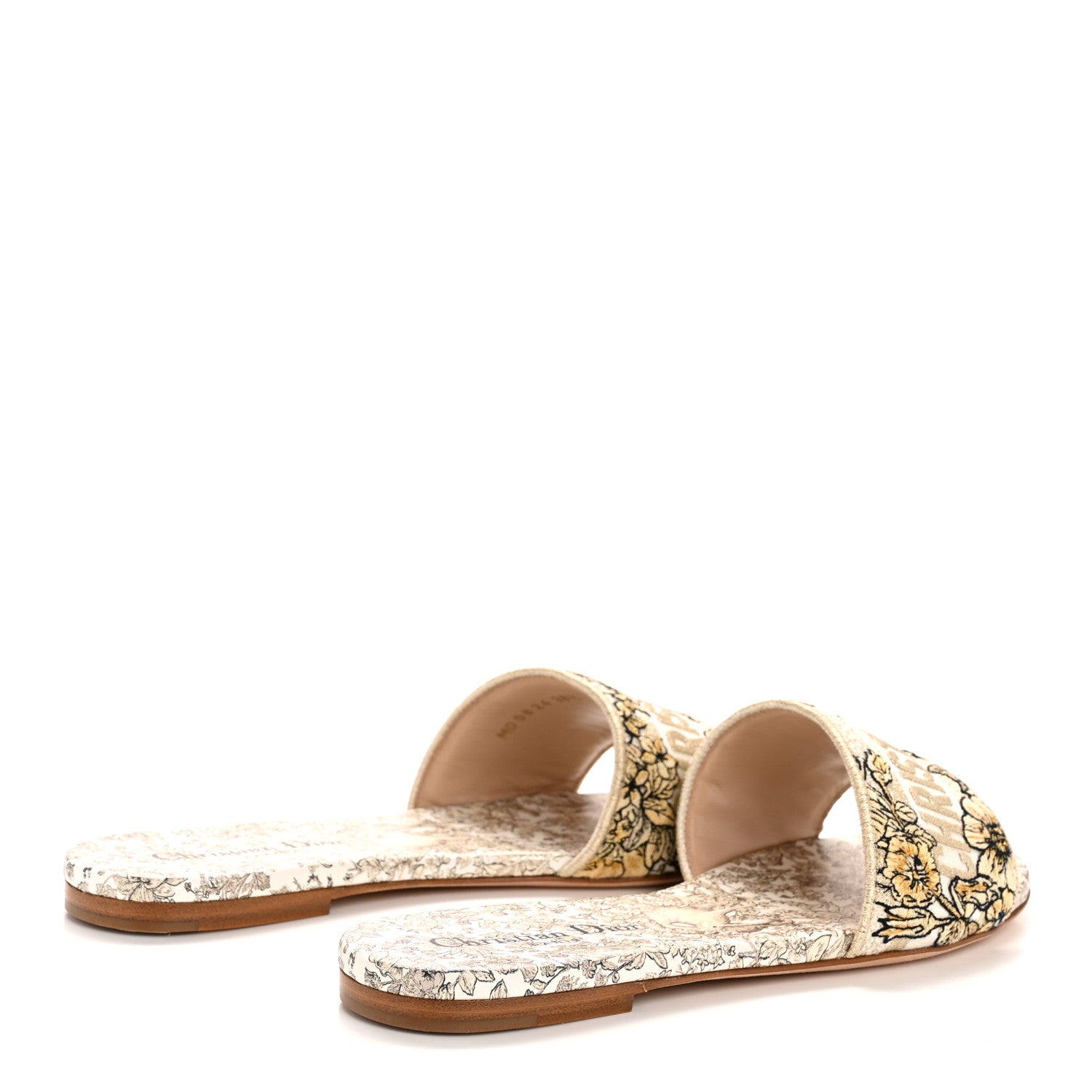 Christian Dior Cotton Strass Millefiori Embroidered Dway Slide Sandals 38.5 Gold 5 of 10