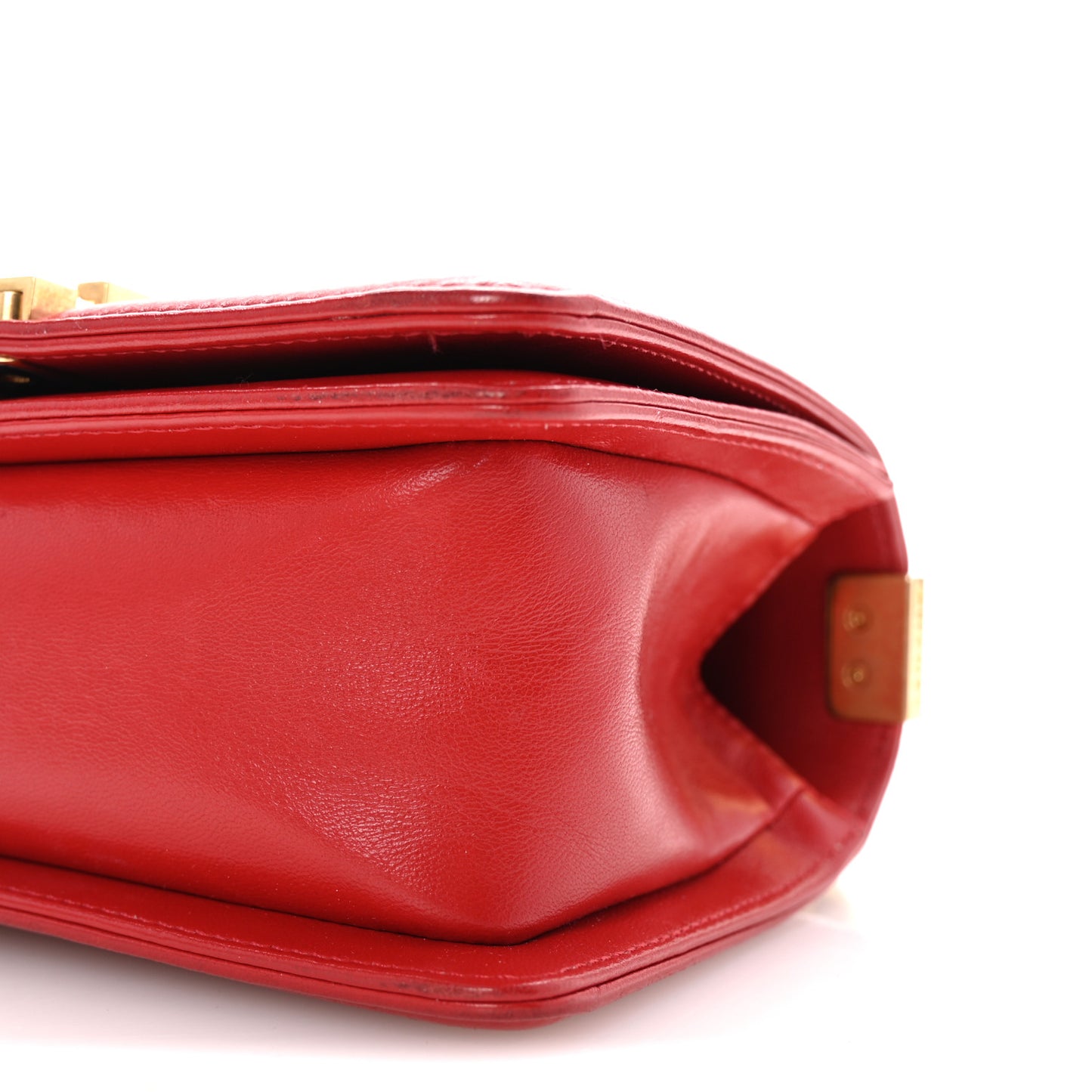 Lambskin Quilted Small Boy Flap Red