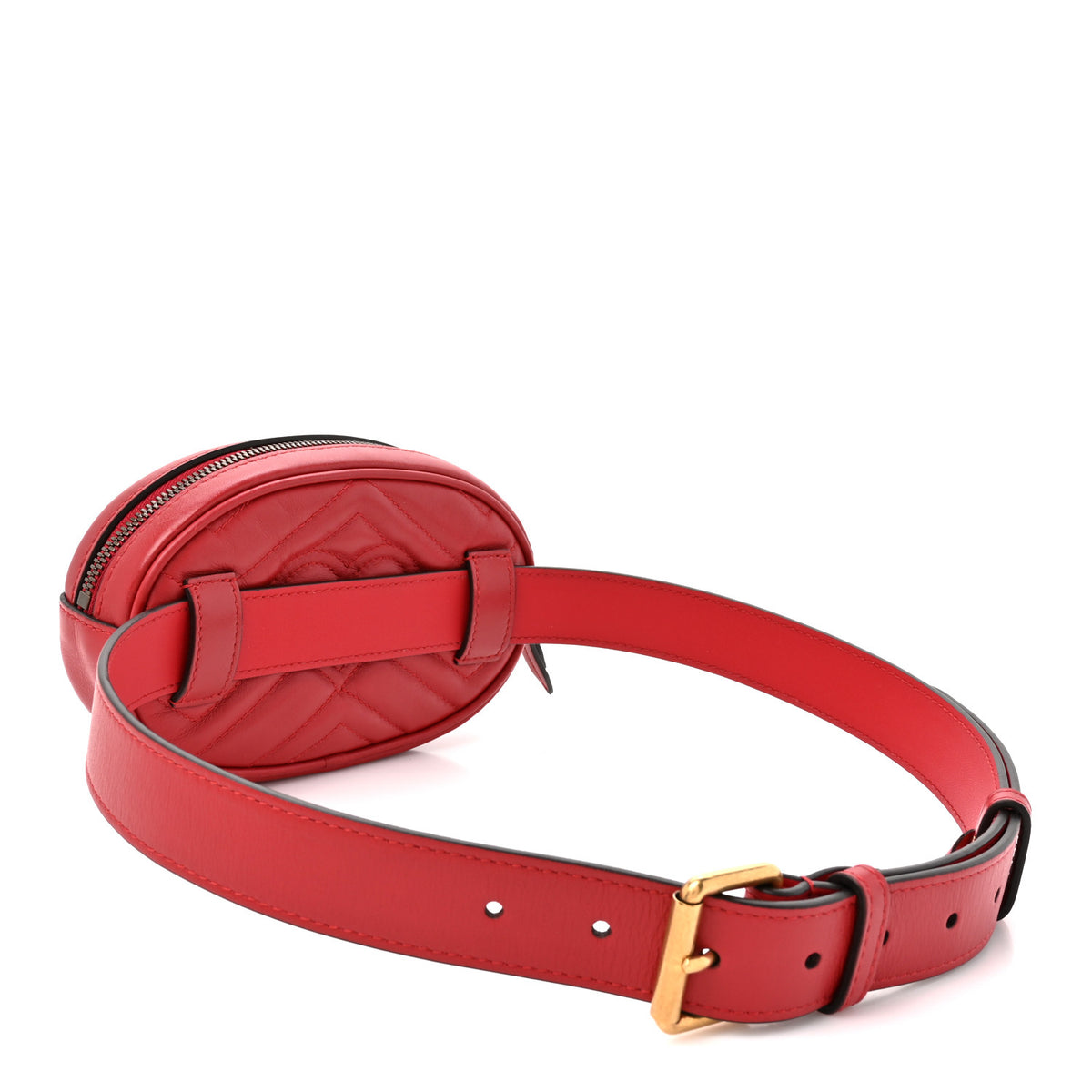 Gucci Calfskin Matelasse GG Marmont Belt Bag 85 34 Hibiscus Red 3 of 11