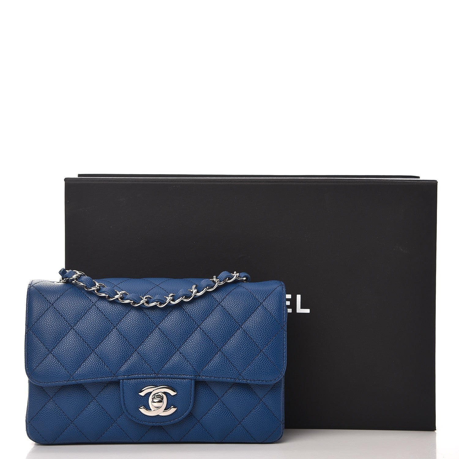 Chanel Caviar Quilted Mini Rectangular Flap Dark Blue 8 of 8