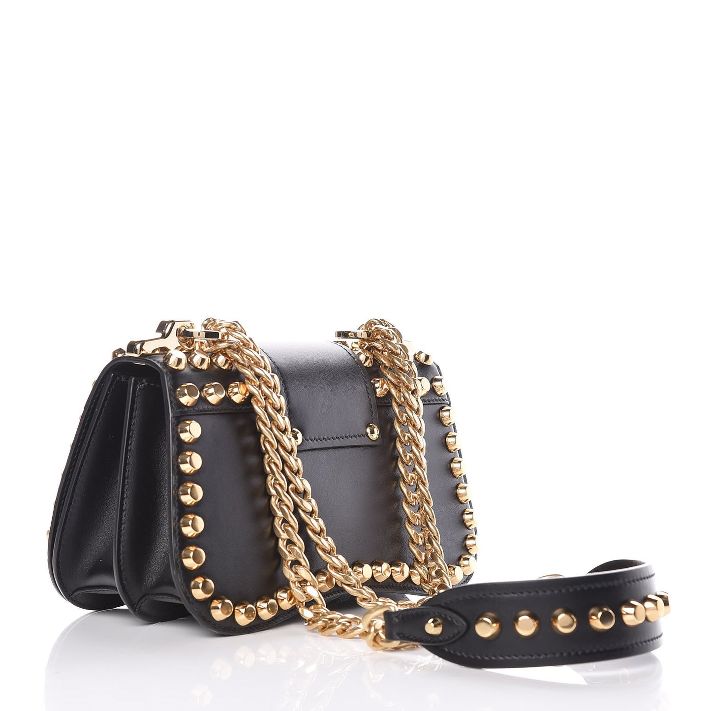 City Calf Studded Sidonie Shoulder Bag Black