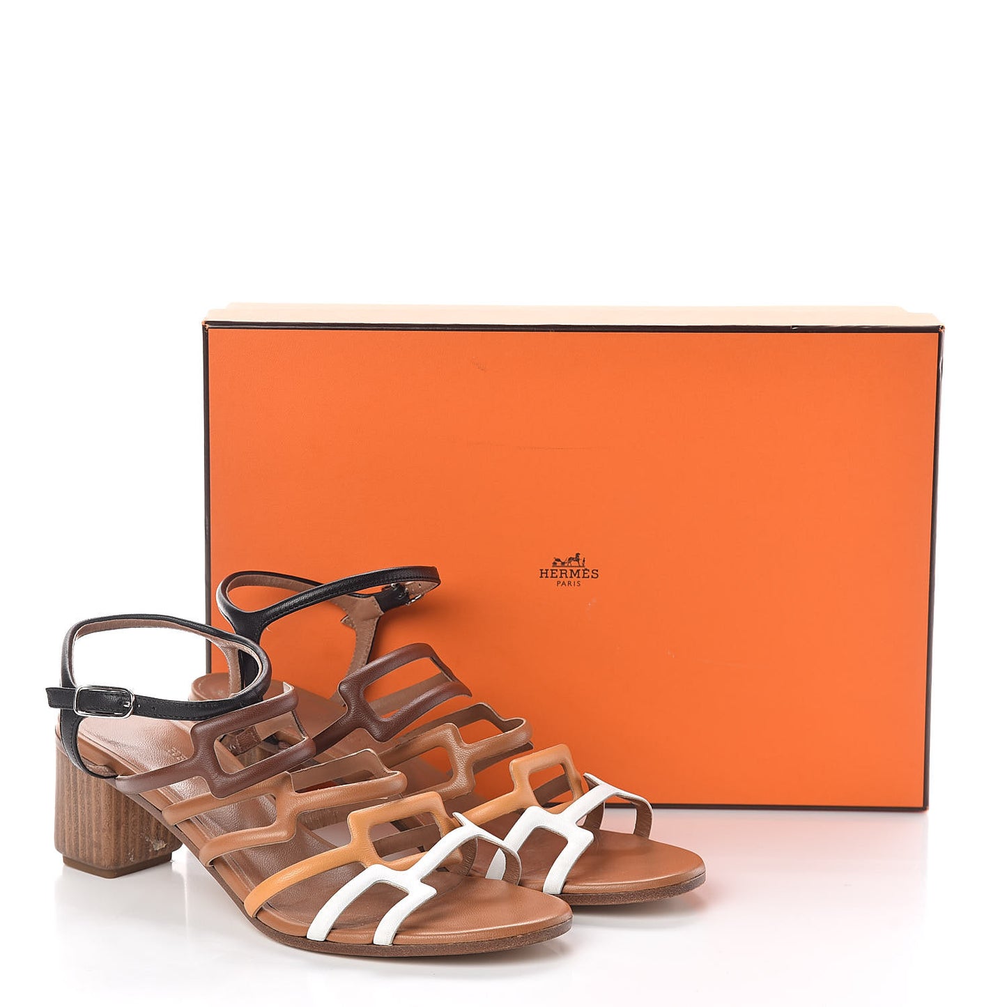 Calfskin Oracle Sandals 37.5 Palissandre Gold White Black