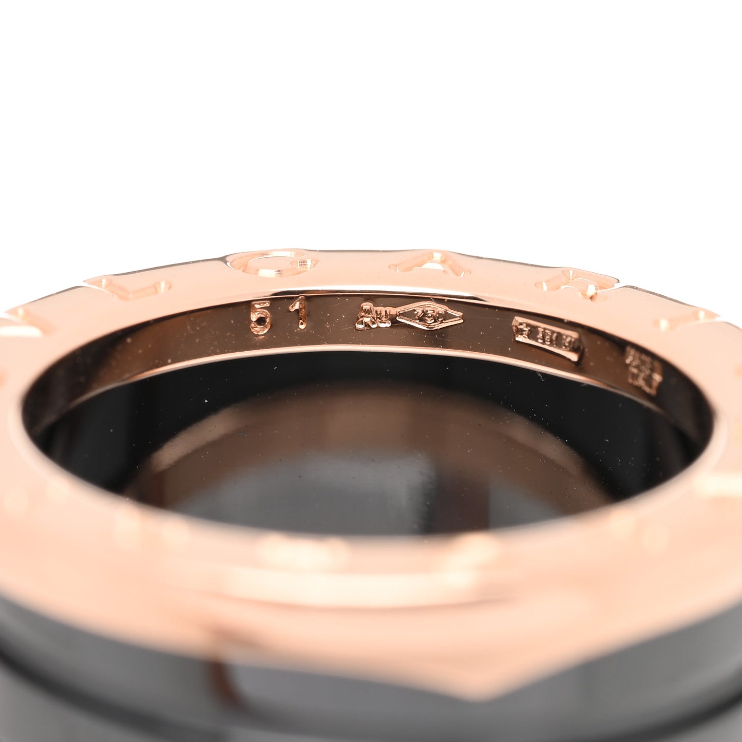 18K Rose Gold Black Ceramic B.Zero1 Four-Band Ring 51 5.75