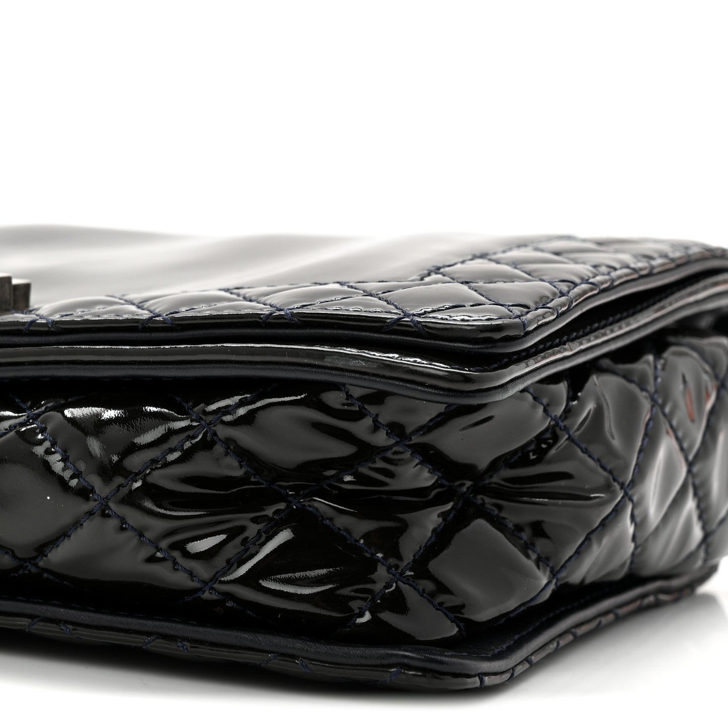 Patent New Medium Boy Reverso Flap Navy