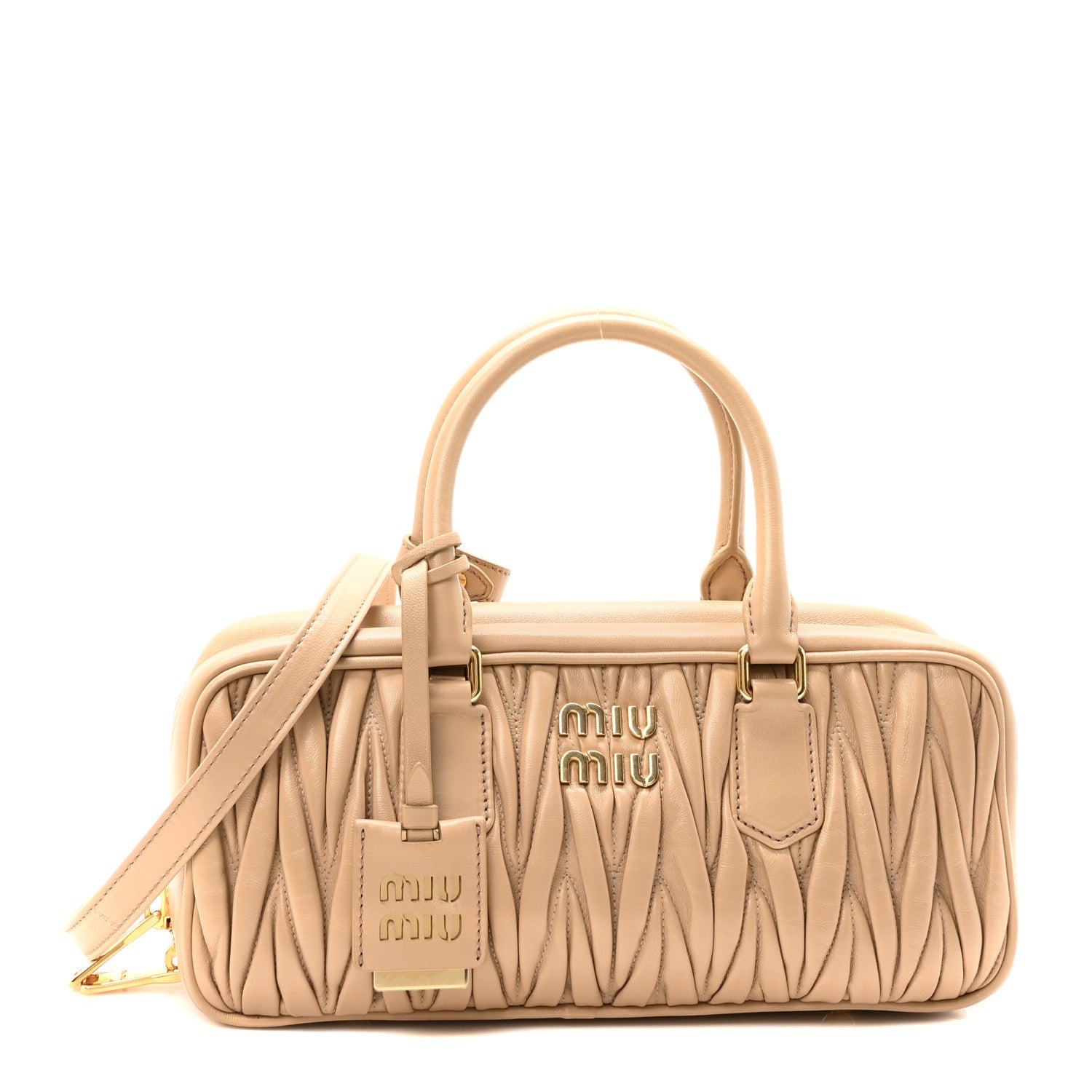Miu Miu Nappa Matelasse Large Arcadie Top Handle Bag Sabbia 1 of 10
