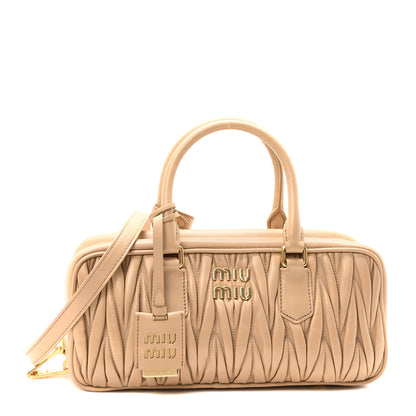 Miu Miu Nappa Matelasse Large Arcadie Top Handle Bag Sabbia 1 of 10