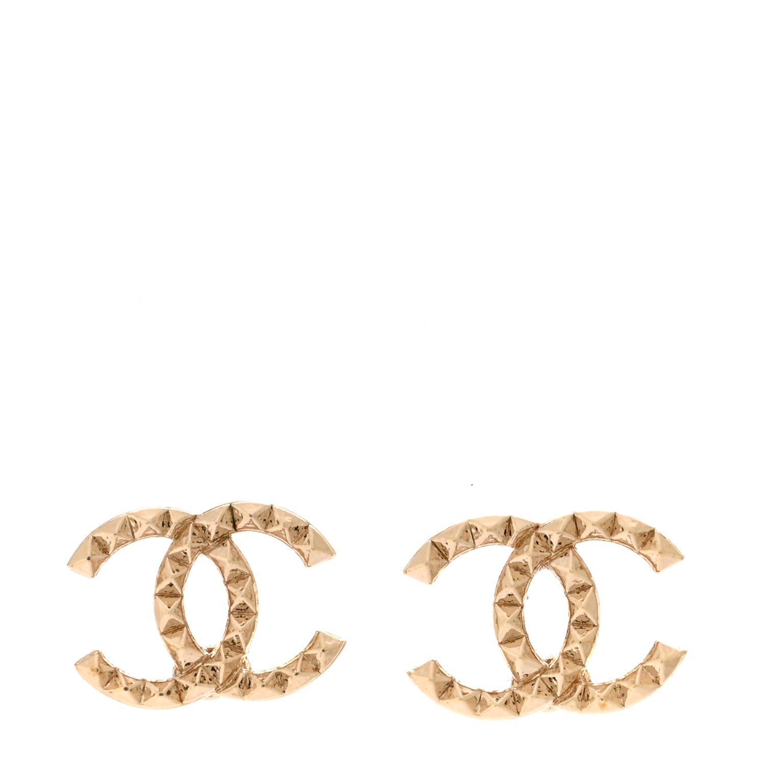 Chanel Studded CC Earrings Gold 1 of 5