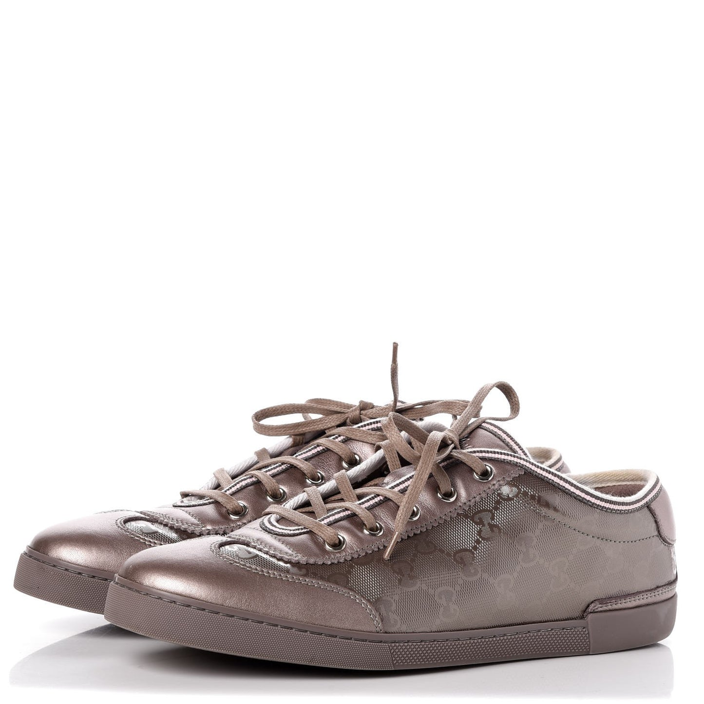 Imprime Monogram Metallic Miro Soft Calfskin Barcelona Low Top Sneakers 39.5 New Mauve