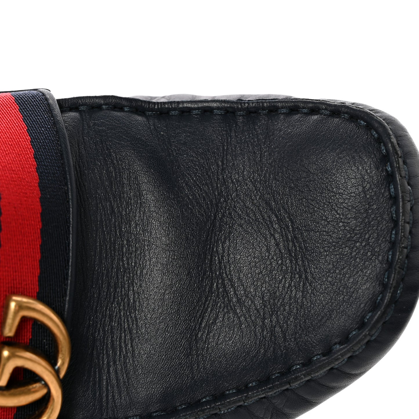 Velvety Calfskin Web Mens Noel Driver Loafers 8.5 Blue