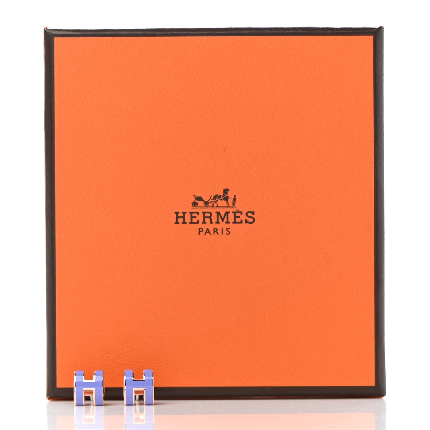 Hermes Rose Gold Lacquered Mini Pop H Earrings Lilac 8 of 8