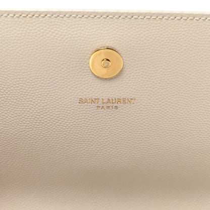 Saint Laurent Grain De Poudre Classic Monogram Cassandre Clutch Dove White 7 of 9