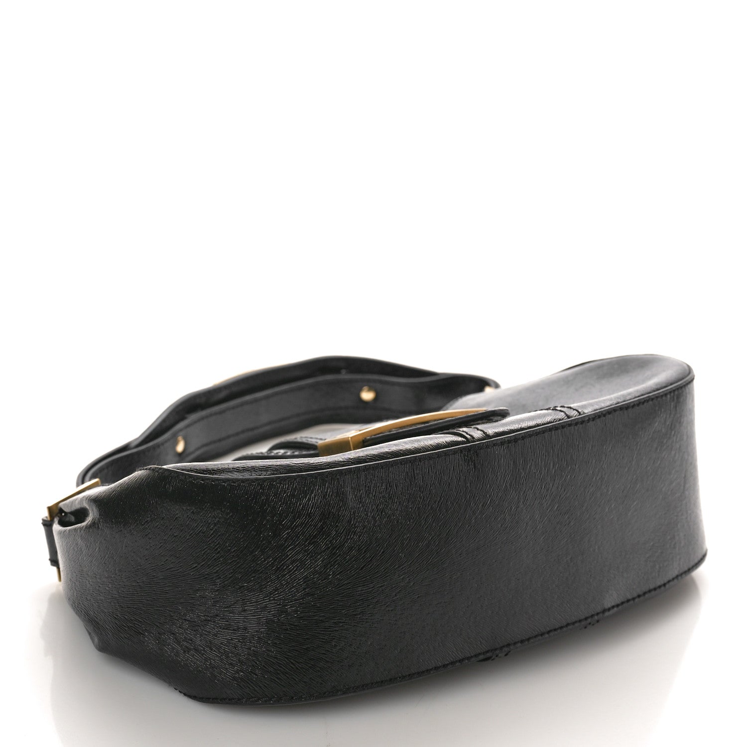 Fendi Patent Stamp Calfskin Shadow Shoulder Bag Black 4 of 11