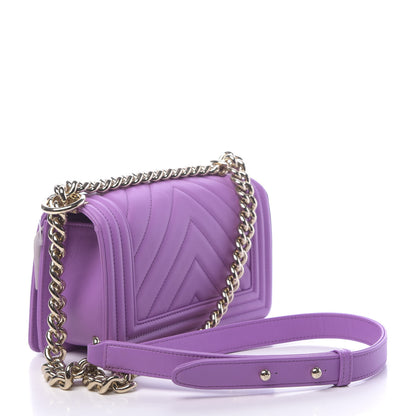 Chanel Lambskin Chevron Quilted Small Boy Flap Purple 3 of 11