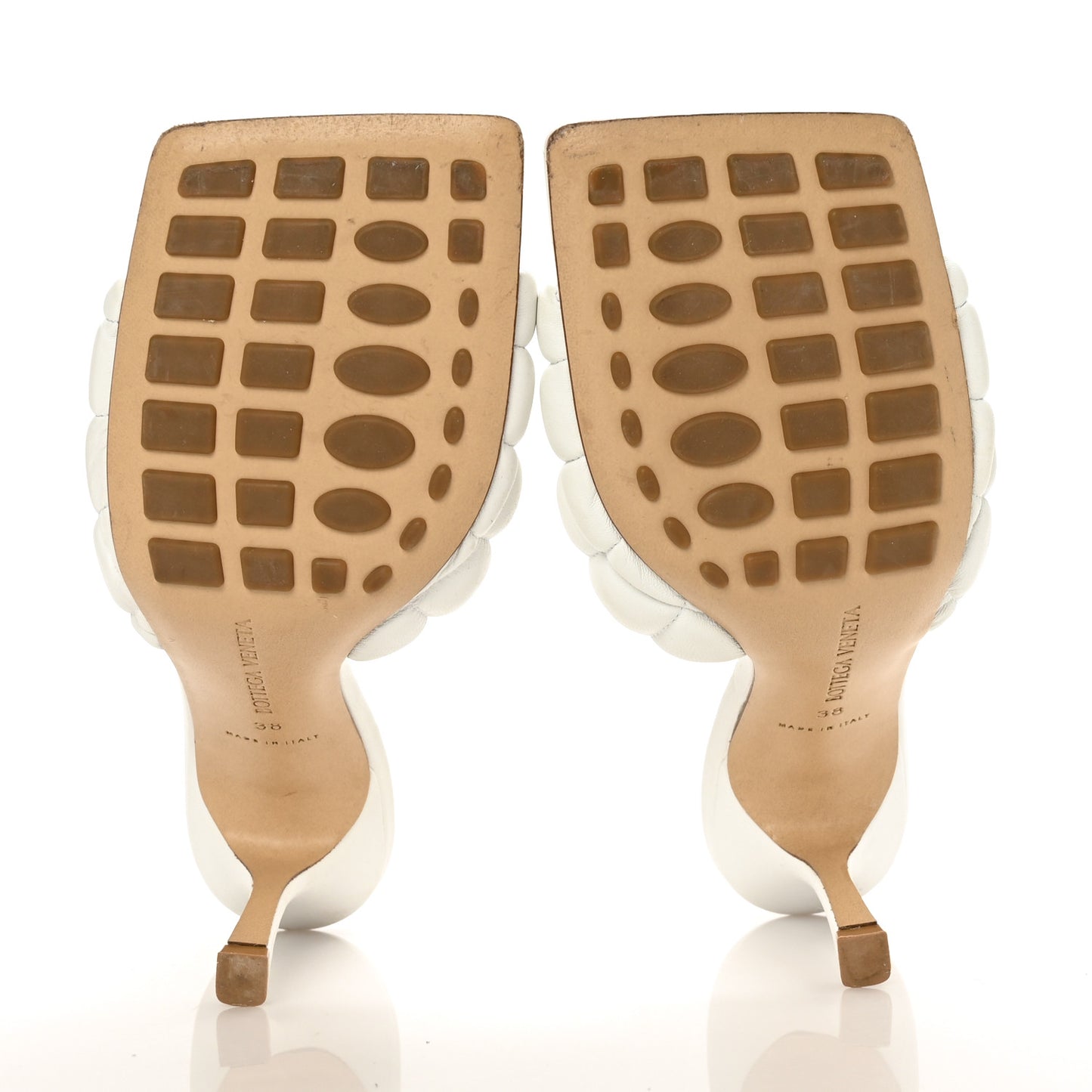 Nappa Matelasse Padded Mule Sandals 38 Optic White