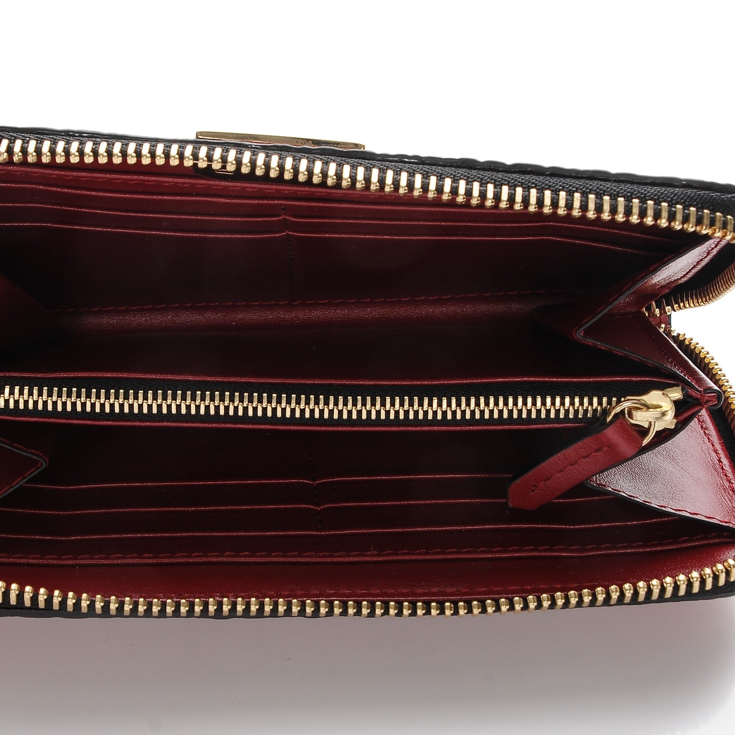 Burberry Grainy Calfskin Check Embossed Elmore Zip Around Wallet Red 5 of 8