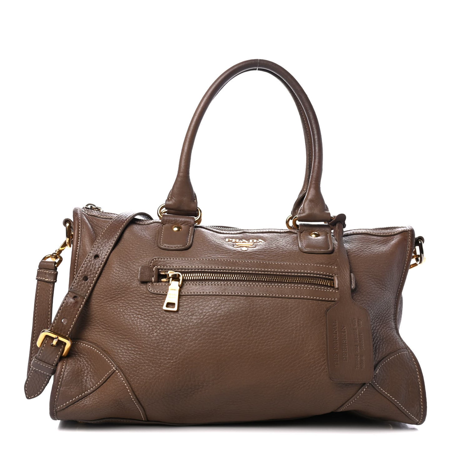 Cervo Deerskin Shopping Satchel Visone