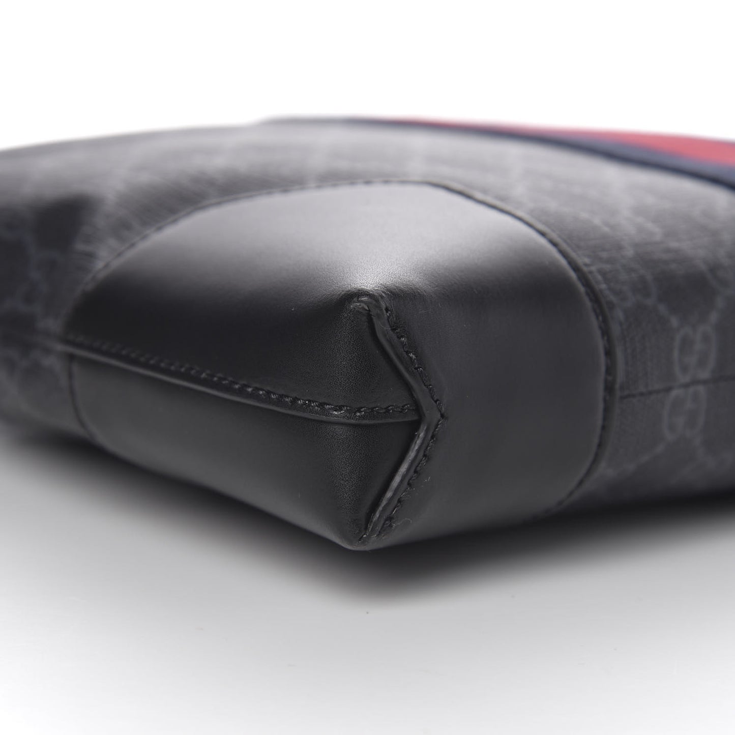 Soft GG Supreme Monogram Appia Calfskin Web East West Messenger Bag Black Grey