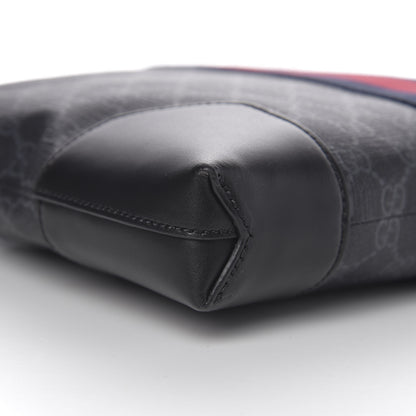 Gucci Soft GG Supreme Monogram Appia Calfskin Web East West Messenger Bag Black Grey 7 of 10