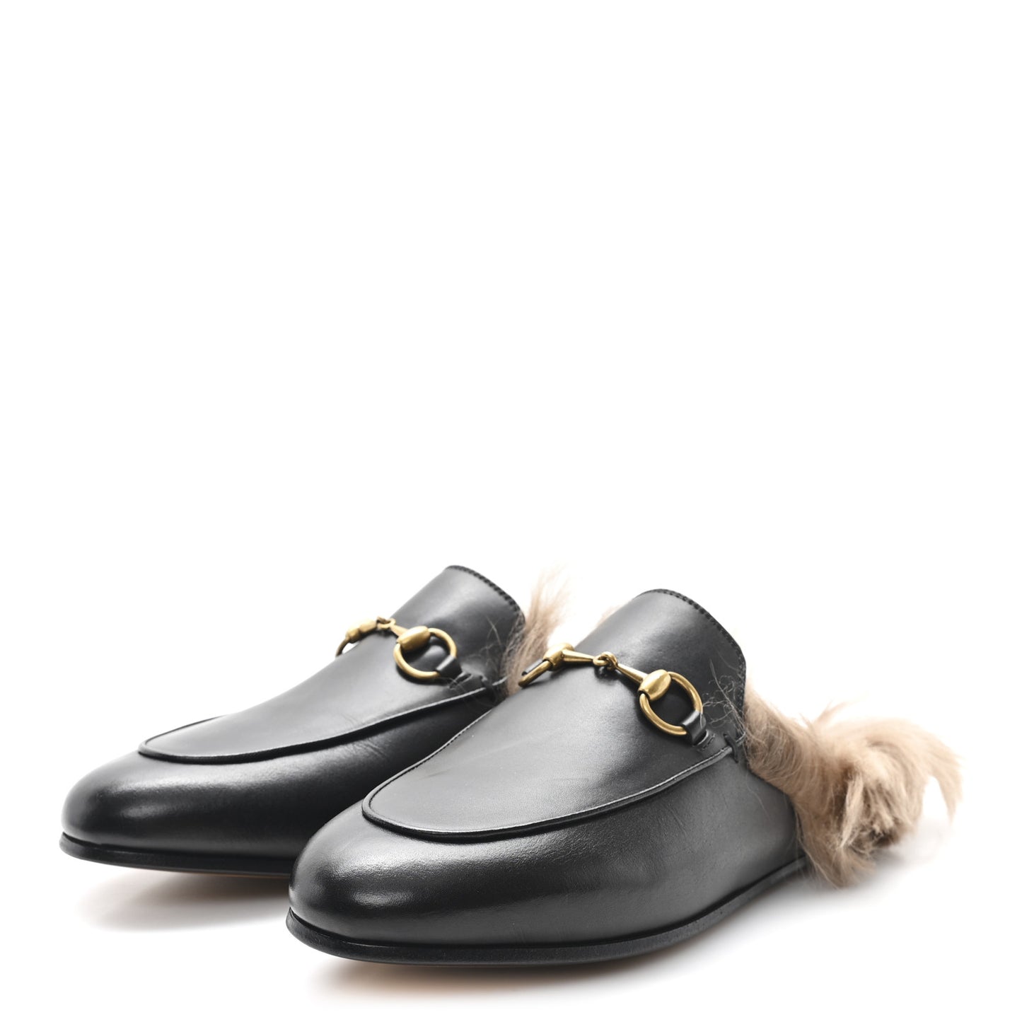 Calfskin Fur Womens Princetown Slippers 36 Black
