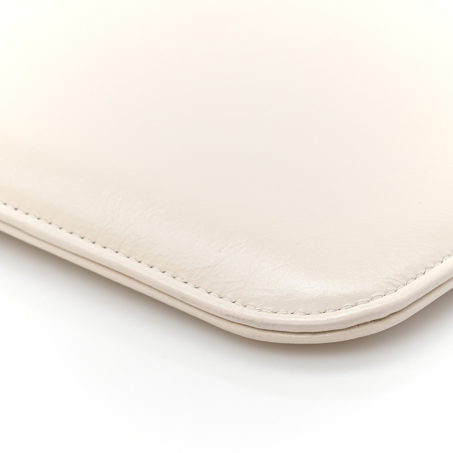 Chanel Shiny Calfskin Crystal Pearl Logo Cosmetic Case White 10 of 10