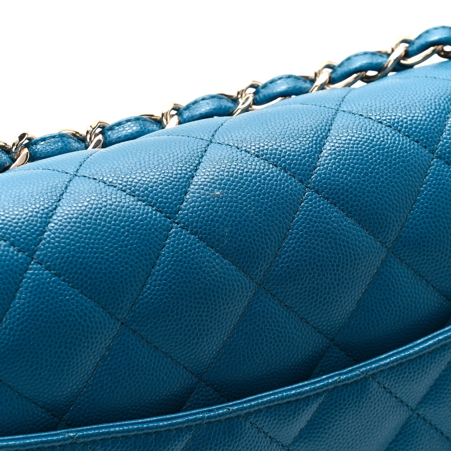 Caviar Quilted Jumbo Double Flap Blue