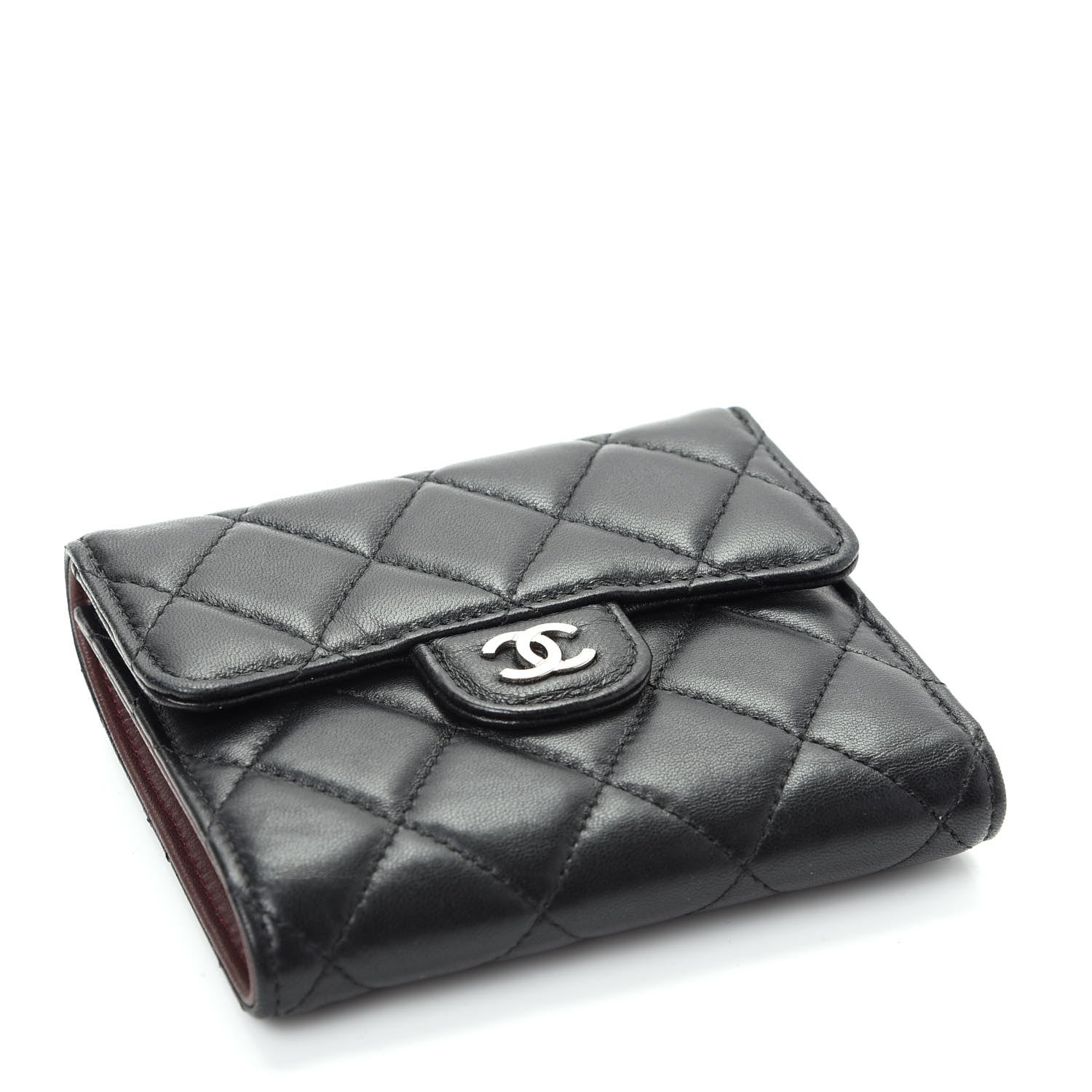 Chanel Lambskin Quilted Compact Flap Wallet Black 4 of 8