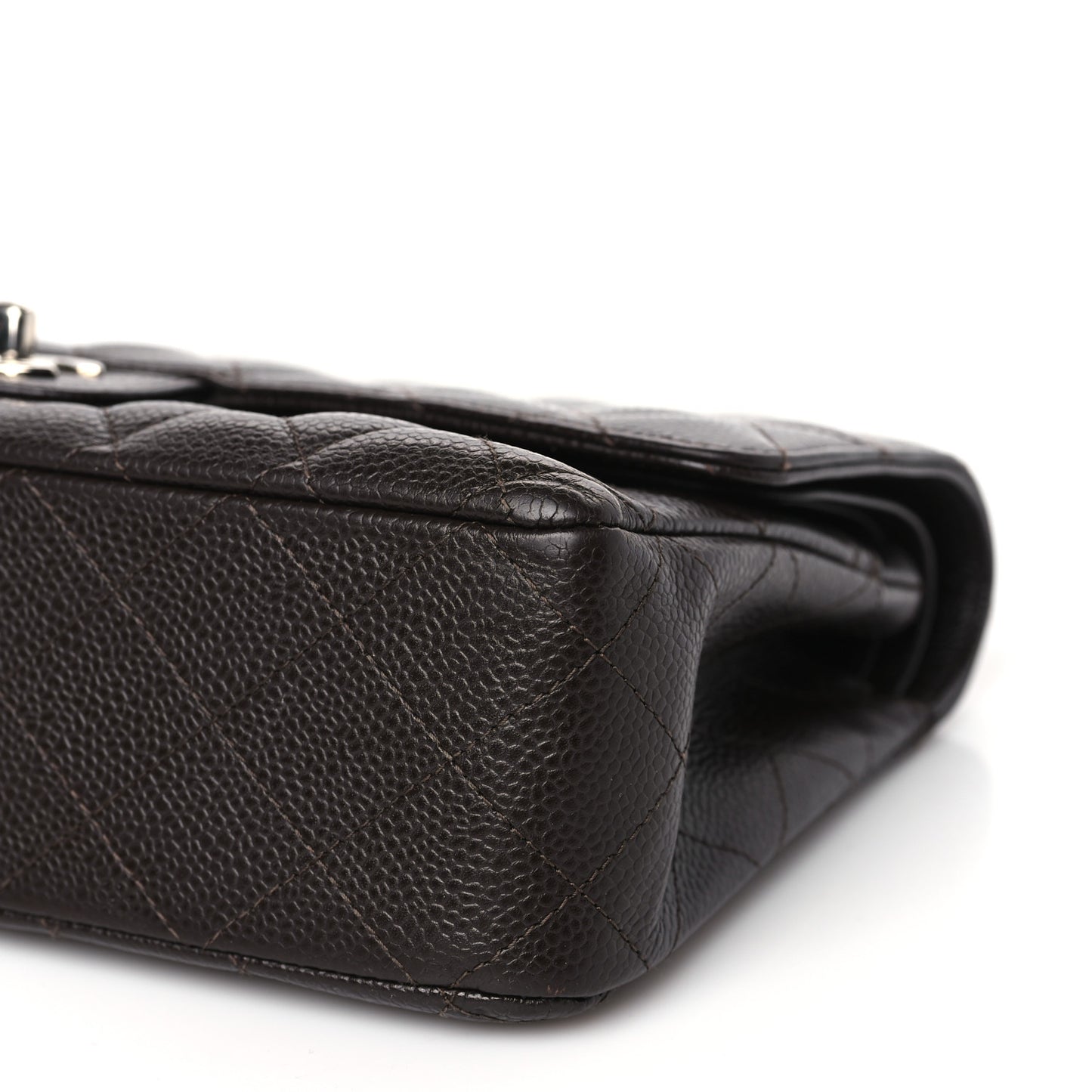 Caviar Quilted Medium Double Flap Brown