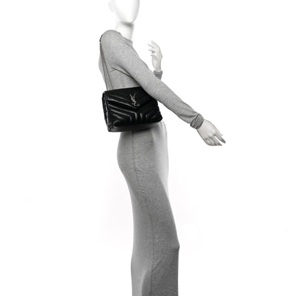 Saint Laurent Calfskin Y Quilted Monogram Small Loulou Chain Satchel Black 2 of 12