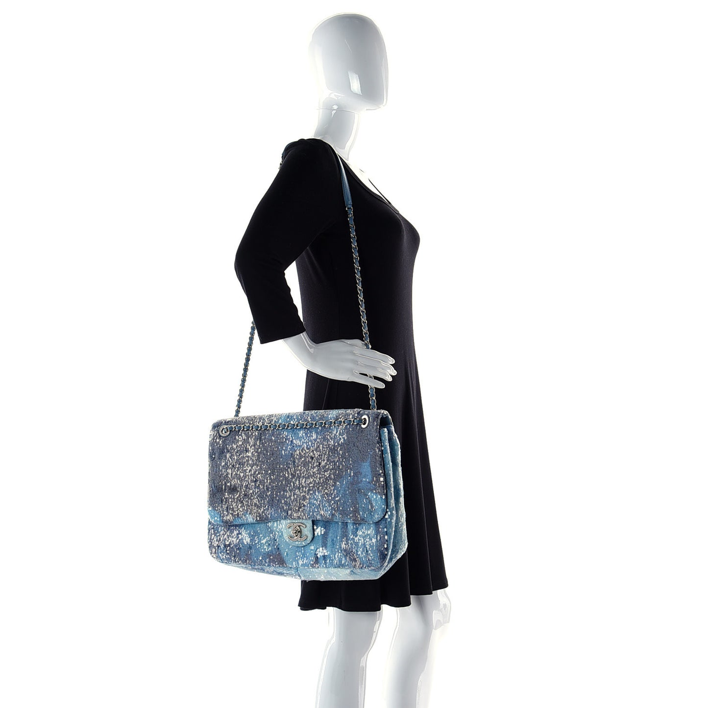 Sequin Waterfall Small XXL Travel Flap Light Blue