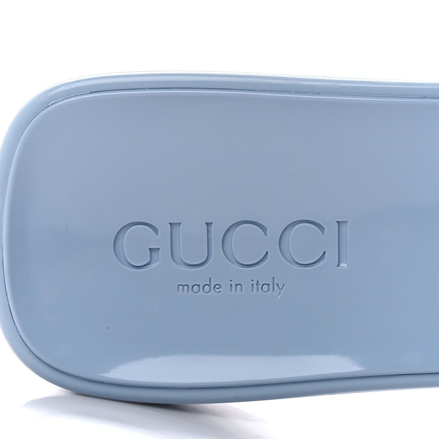 Gucci Rubber Gucci Logo Womens Platform 20/60mm Slide Sandals 37 Porcelain Light Blue 7 of 9