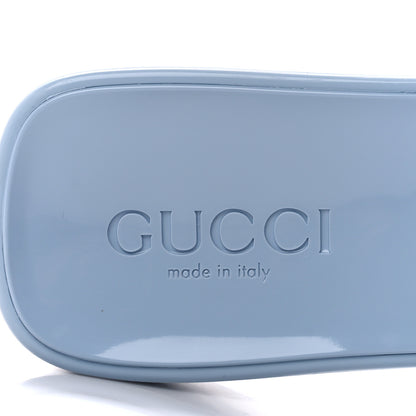 Gucci Rubber Gucci Logo Womens Platform 20/60mm Slide Sandals 37 Porcelain Light Blue 7 of 9